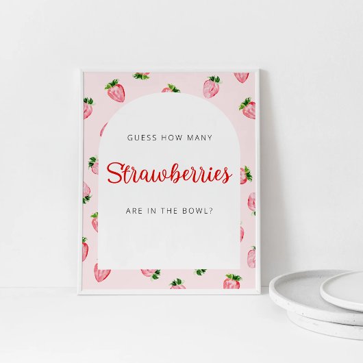 Zomer hoeveel aardbeien Baby shower teken Poster