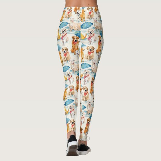 Zomer Honden Kleurrijk Gepersonaliseerd Monogram P Leggings (Achterkant)
