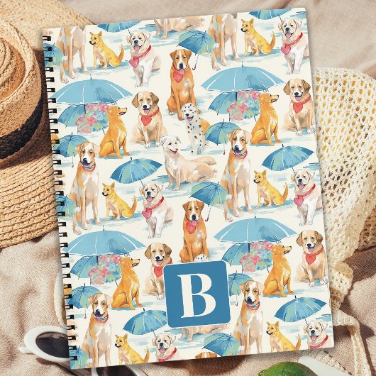 Zomer Honden Kleurrijk Gepersonaliseerd Monogram P Notitieboek