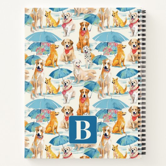Zomer Honden Kleurrijk Gepersonaliseerd Monogram P Notitieboek (Achterkant)