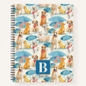 Zomer Honden Kleurrijk Gepersonaliseerd Monogram P Notitieboek (Voorkant)