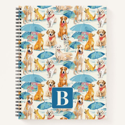 Zomer Honden Kleurrijk Gepersonaliseerd Monogram P Notitieboek (Voorkant)