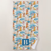 Zomer Honden Kleurrijk Gepersonaliseerd Monogram P Strandlaken (Voorkant)