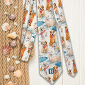 Zomer Honden Kleurrijk Gepersonaliseerd Monogram P Stropdas