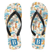 Zomer Honden Kleurrijk Gepersonaliseerd Monogram P Teenslippers (Voetbed)