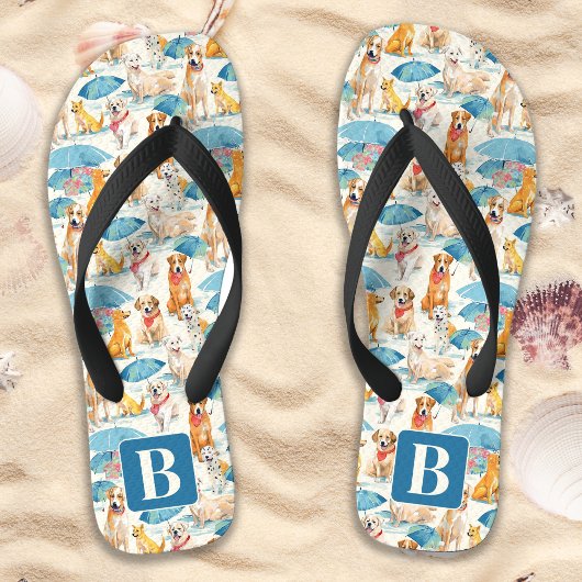 Zomer Honden Kleurrijk Gepersonaliseerd Monogram P Teenslippers