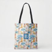 Zomer Honden Kleurrijk Gepersonaliseerd Monogram P Tote Bag (Voorkant)
