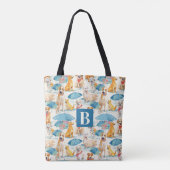 Zomer Honden Kleurrijk Gepersonaliseerd Monogram P Tote Bag (Achterkant)
