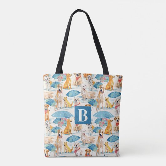 Zomer Honden Kleurrijk Gepersonaliseerd Monogram P Tote Bag (Achterkant)