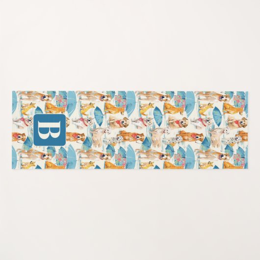 Zomer Honden Kleurrijk Gepersonaliseerd Monogram P Yogamat (Voorkant (horizontaal))