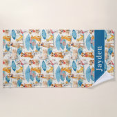 Zomer Honden Kleurrijk Patroon Gepersonaliseerd Strandlaken (Voorkant)