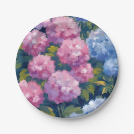 Zomer Hortensia's | Roze & Blauwe Kustbloemen Papieren Bordje