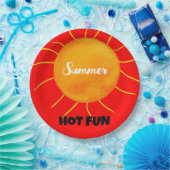 Zomer Hot Fun Geel Sinaasappel Zon Papieren Bordje (Feest)