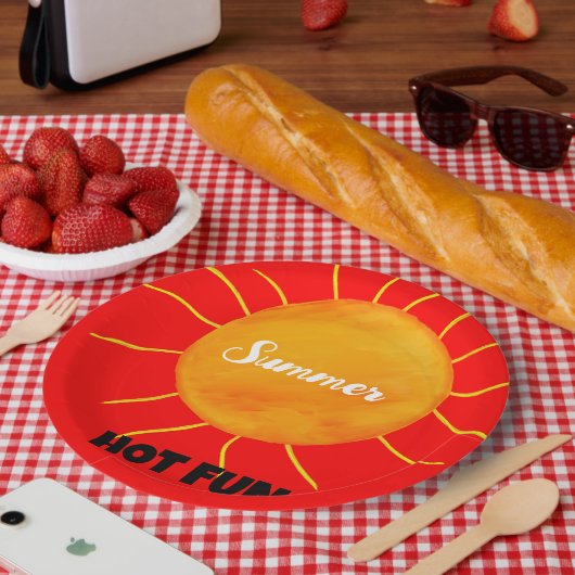 Zomer Hot Fun Geel Sinaasappel Zon Papieren Bordje (Picknick)