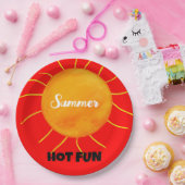 Zomer Hot Fun Geel Sinaasappel Zon Papieren Bordje (Feest)