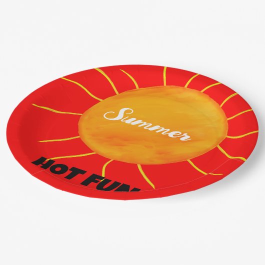 Zomer Hot Fun Geel Sinaasappel Zon Papieren Bordje (Gekanteld)