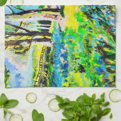 Zomer huis kunst ontwerp keukenhanddoek (Gevouwen)