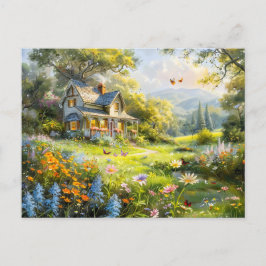 Zomer huisje met Wildflower Meadow Briefkaart