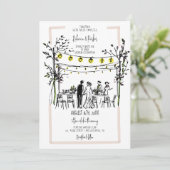 Zomer Huwelijk hand getrokken stringlights buiten Kaart (Staand voorkant)