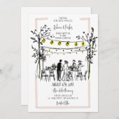 Zomer Huwelijk hand getrokken stringlights buiten Kaart (Voorkant / Achterkant)