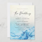 Zomer Huwelijk Ocean Blue Wedding Kaart (Voorkant)
