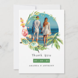 Zomer Huwelijksfotocollage Bedankkaart