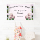 Zomer Hydrangea Bloemen, Roze, Groen, Trouw Ba Spandoek (Insitu)