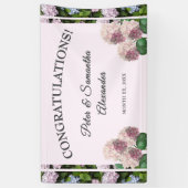 Zomer Hydrangea Bloemen, Roze, Groen, Trouw Ba Spandoek (Verticaal)