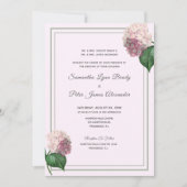 Zomer hydrangea bloesems, roze, groen, weddenschap kaart (Voorkant)