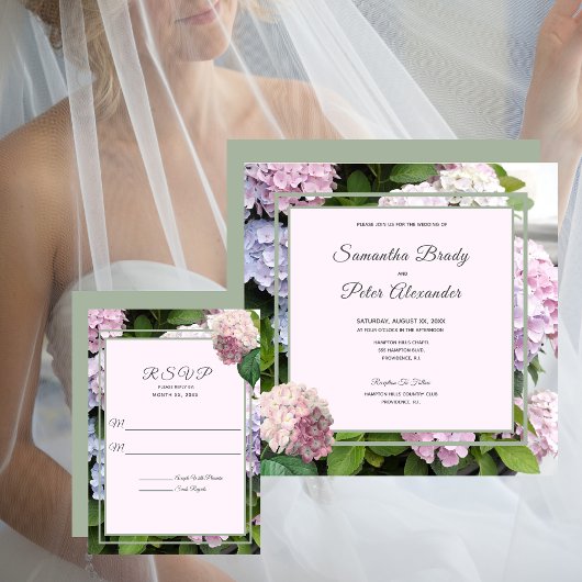 Zomer Hydrangea Bloesems Wedding Kaart
