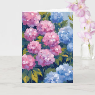 Zomer Hydrangea's Roze & Blauwe Kustbloemen Kaart