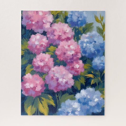 Zomer Hydrangea's | Roze & Blauwe Kustbloemen Legpuzzel (Verticaal)