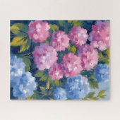 Zomer Hydrangea's | Roze & Blauwe Kustbloemen Legpuzzel (Horizontaal)