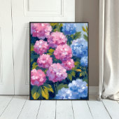 Zomer Hydrangea's | Roze & Blauwe Kustbloemen Poster