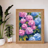 Zomer Hydrangea's | Roze & Blauwe Kustbloemen Poster