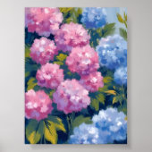 Zomer Hydrangea's | Roze & Blauwe Kustbloemen Poster (Voorkant)