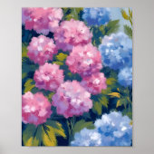 Zomer Hydrangea's | Roze & Blauwe Kustbloemen Poster (Voorkant)