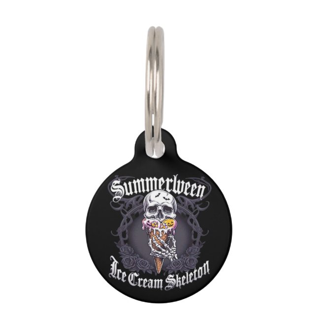 Zomer IceCream Skeleton Classic Trending Huisdierpenning (Voorkant)