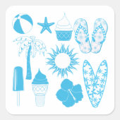 Zomer Iconen Vierkante Sticker (Voorkant)