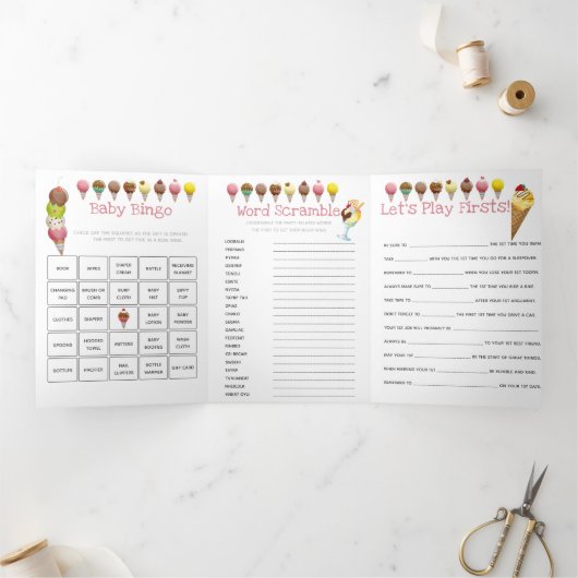 Zomer ijs foto feestje drieluik uitnodiging (Binnen)