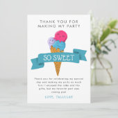 Zomer Ijs Kinderen Verjaardagsfeestje Bedankkaart (Staand voorkant)