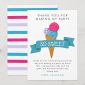 Zomer Ijs Kinderen Verjaardagsfeestje Bedankkaart (Voorkant / Achterkant)