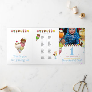 Zomer ijs leuke foto party spelletjes drieluik uitnodiging