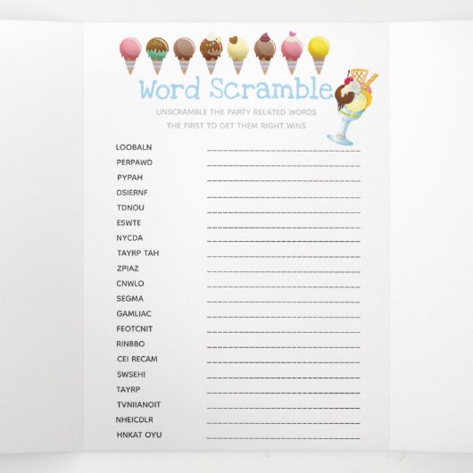 Zomer ijs leuke foto party spelletjes drieluik uitnodiging (Binnenkant midden)