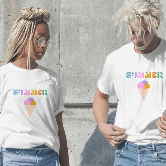 zomer ijs moderne typografie t-shirt