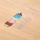 Zomer Ijs Moderne Waterverf Bruidsdouche Acryl Uitnodigingen (Laagn)