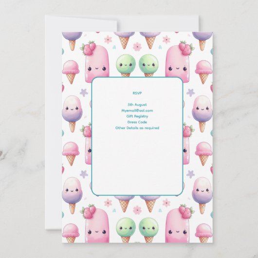 Zomer Ijs Pop ijsje Ijs Verjaardag Kinderen Kaart (Achterkant)