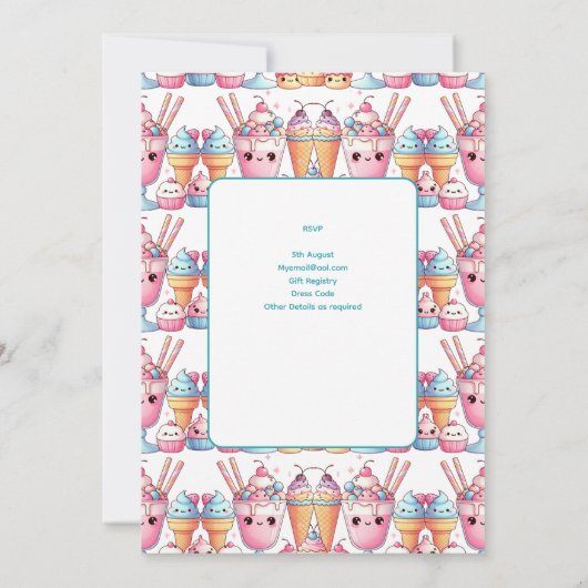 Zomer Ijs Pop ijsje Ijs Verjaardag Kinderen Kaart (Achterkant)