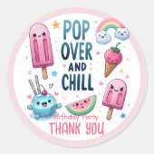 Zomer Ijs Pop ijsje Ijs Verjaardag Kinderen Ronde Sticker (Voorkant)