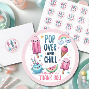 Zomer Ijs Pop ijsje Ijs Verjaardag Kinderen Ronde Sticker